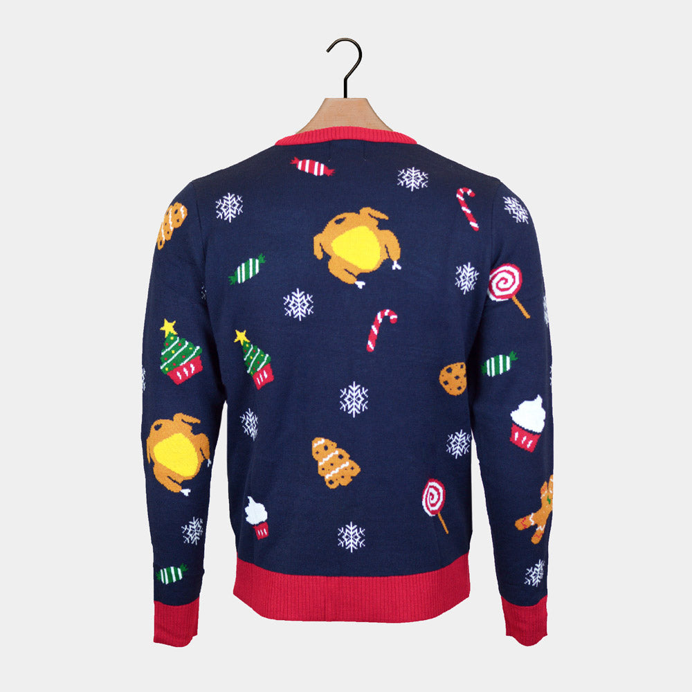 Maglione Natalizio Donna Luci LED Cibo Natalizio