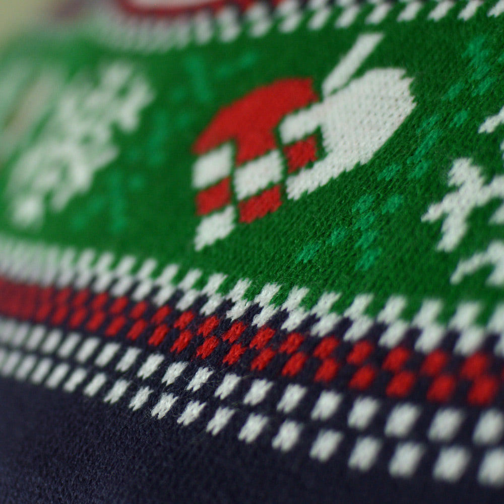 Maglione Natalizio con Luci LED per Bambini Blu con Albero di Natale
