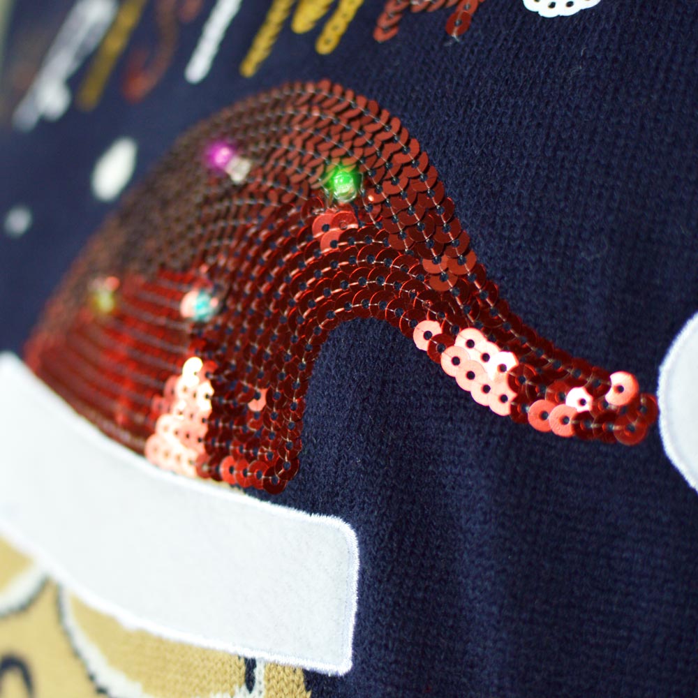 Maglione Natalizio Ginger Cookie con Luci LED Uomo Blu 