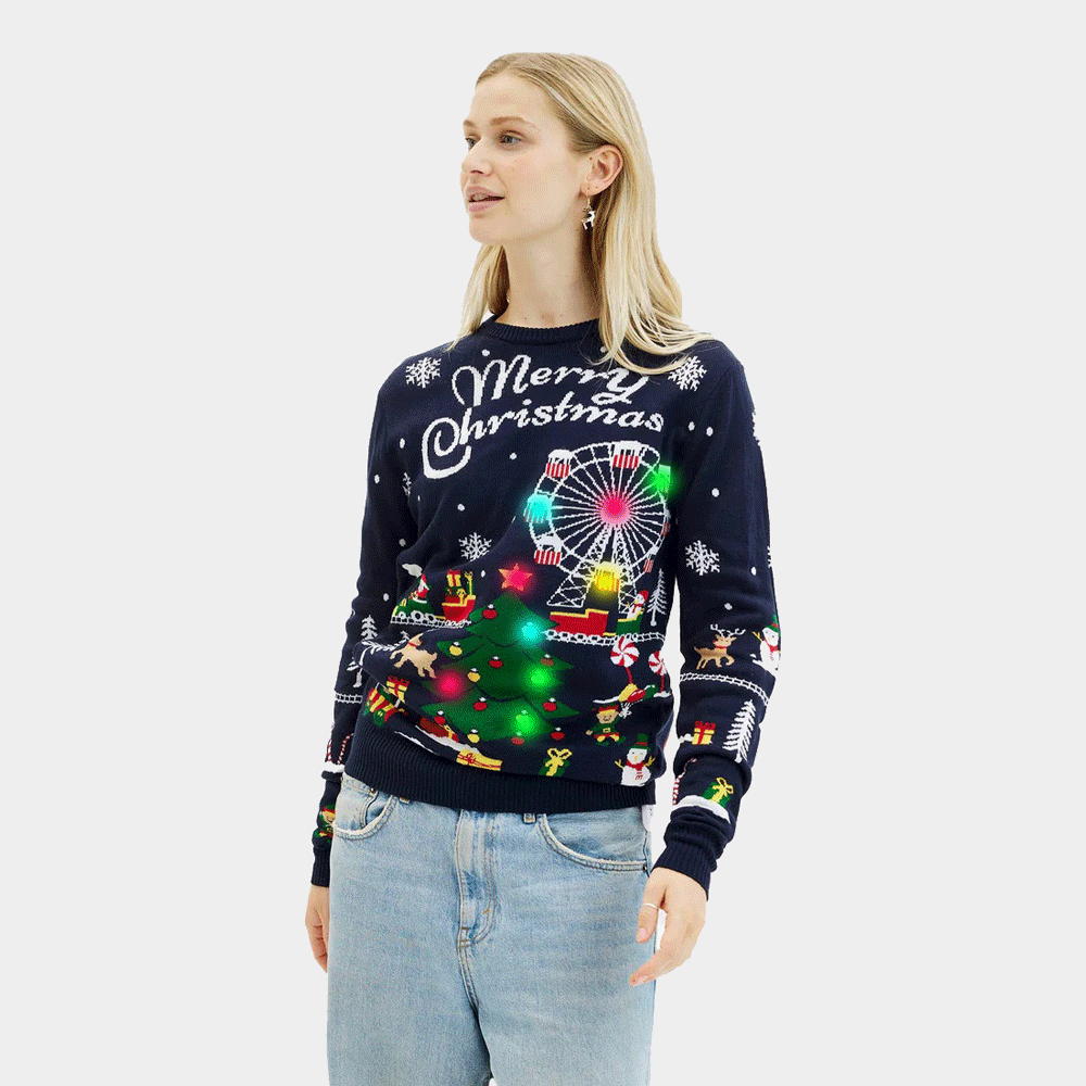 Maglione Natalizio Donna Luci LED Fiera Natalizio
