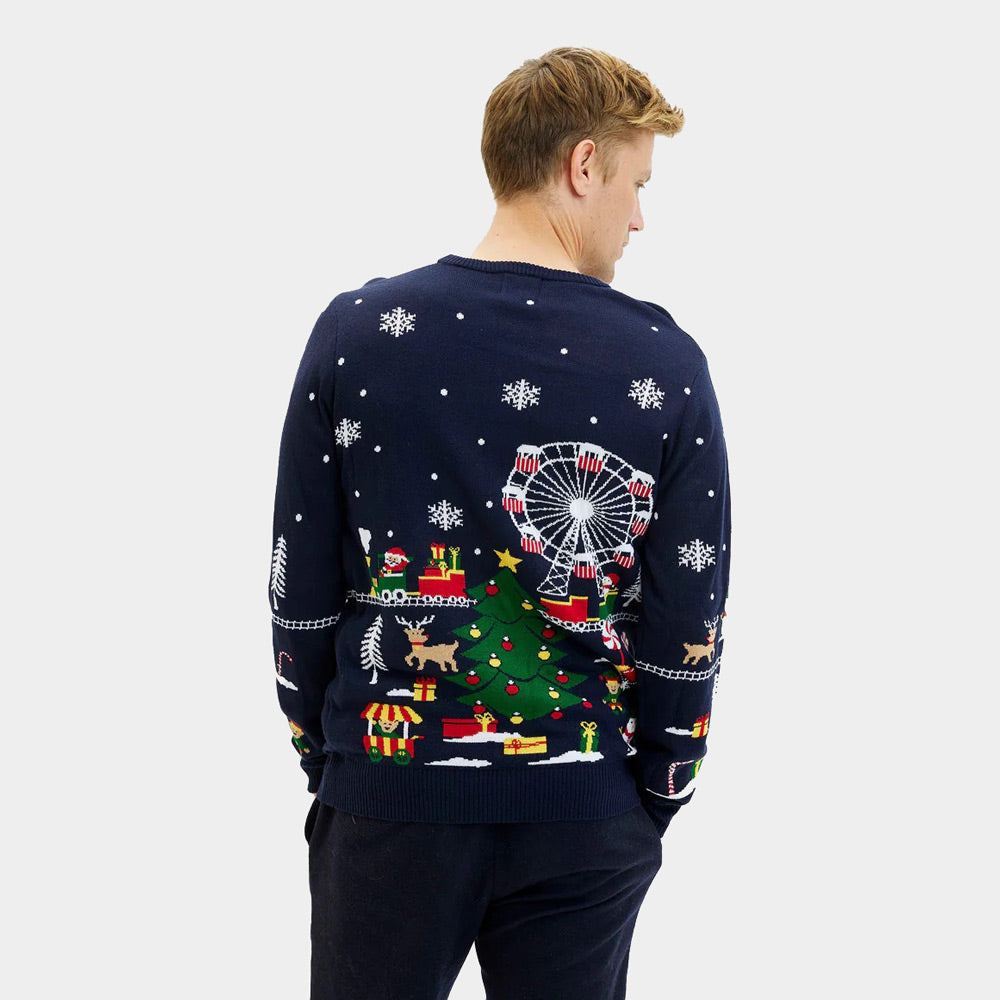 Maglione Natalizio  con Luci LED Fiera di Natale da Uomo
