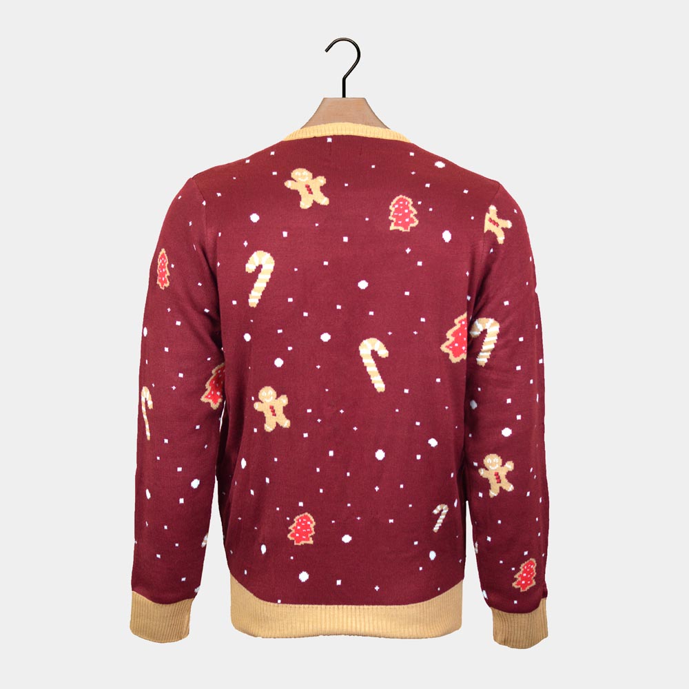 Maglione Natalizio Ginger Cookie con Luci LED Rosso 