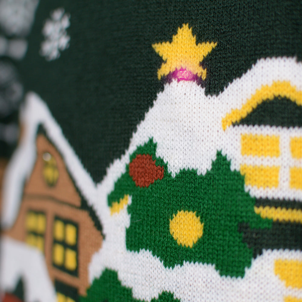 Maglione Natalizio Luci LED Donna Santa is Coming to Town
