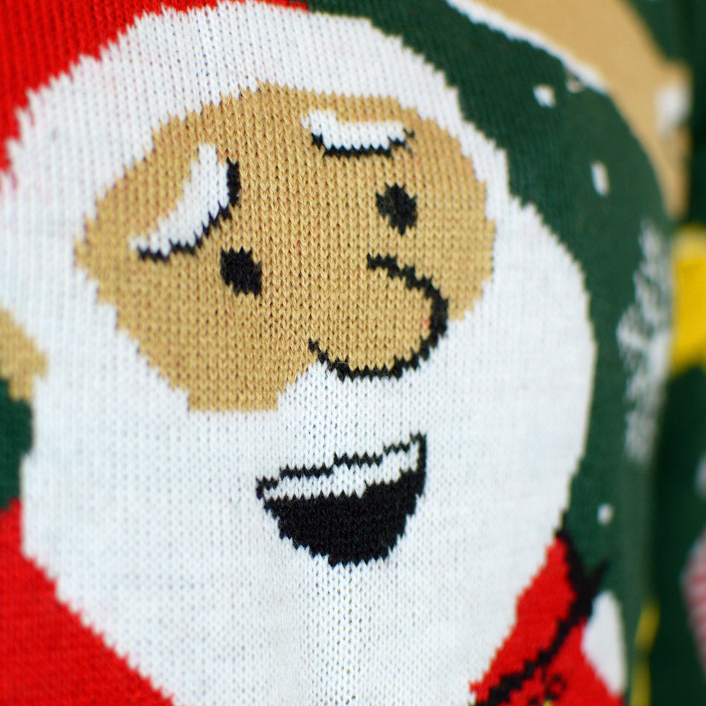 Maglione Natalizio con Luci LED da Uomo Babbo Natale in Confusione