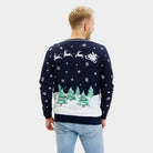 Maglione Natalizio con Luci LED da Uomo Blu Merry Christmas