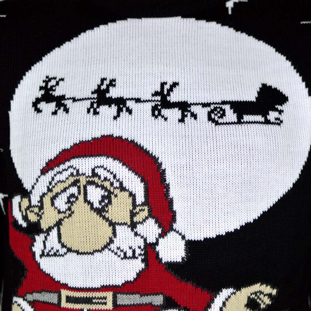 Maglione Natalizio Nero Babbo Natale che Scarica
