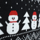 Maglione Natalizio Nero Pupazzi di Neve e Babbo Natale Alberi
