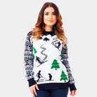 Maglione Natalizio Donna Pista da Sci con Sciatori
