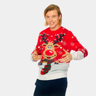 Maglione Natalizio con Renna con Sciarpa da Uomo 