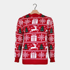 Maglione Natalizio Rosso Renne, Alberi e Regali di Natale
