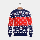Maglione Natalizio con Renne e Cuori Blu e Rosso