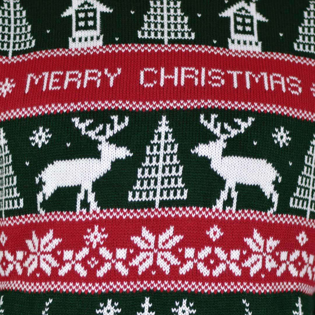 Maglione Natalizio Merry Righe Verdi e Rosse Christmas
