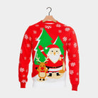 Maglione Natalizio Rosso con Babbo Natale e Renna che Salutano