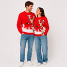 Maglione Natalizio Rosso con Renna e Birra Coppia