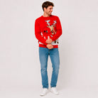 Maglione Natalizio Rosso con Renna e Birra Uomo
