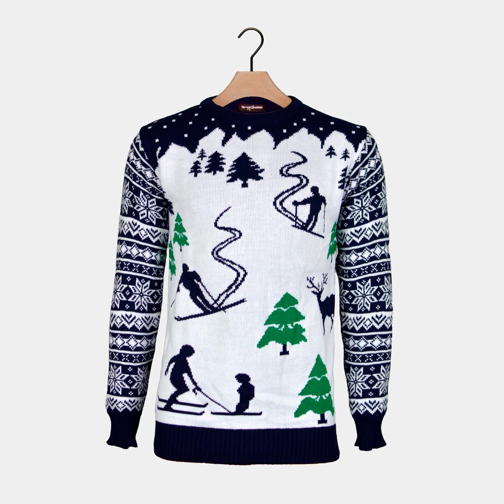 Maglione Natalizio Pista Sci Sciatori
