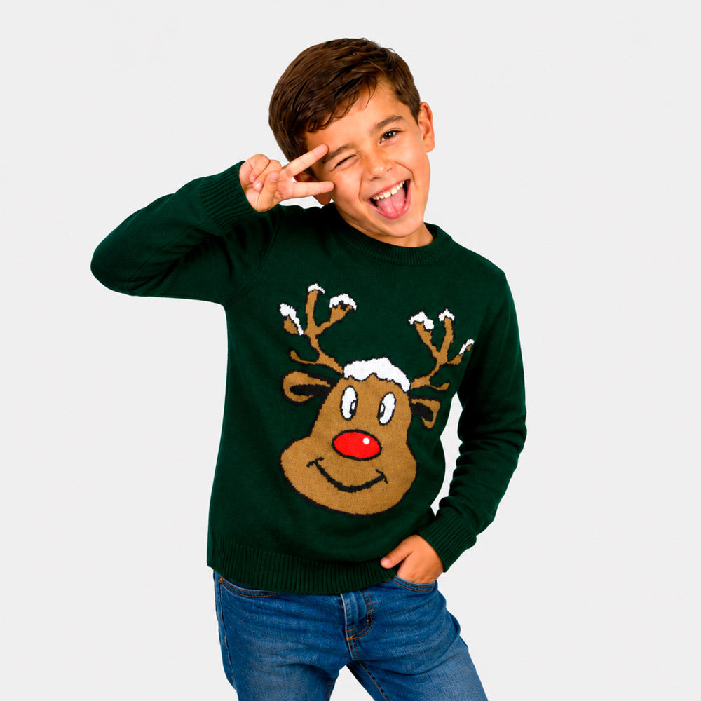 Maglione Natalizio Sorridente Verde Bambino
