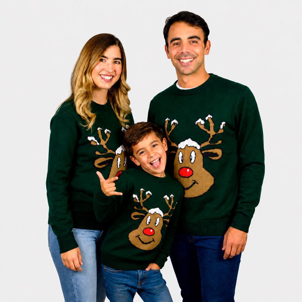Maglione Natalizio Sorridente Verde Famiglia