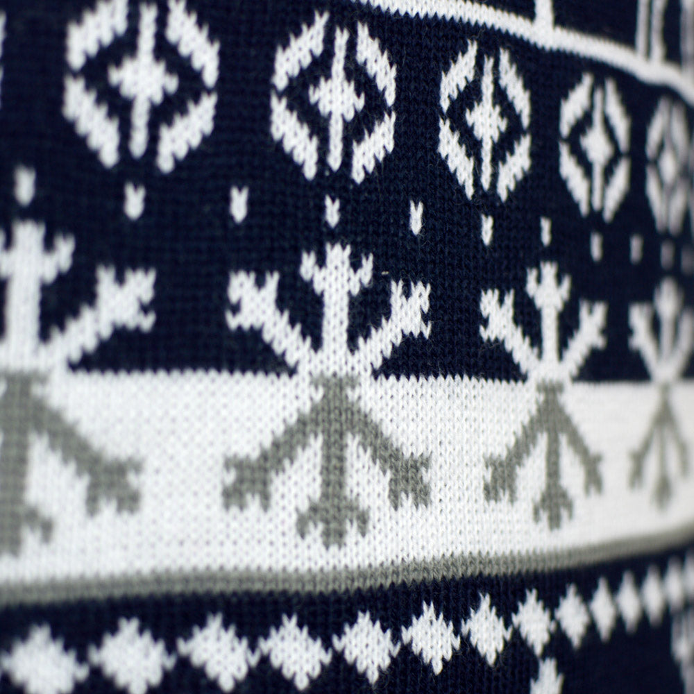 Maglione Natalizio da Uomo Blu Alberi di Natale e Renne Neve