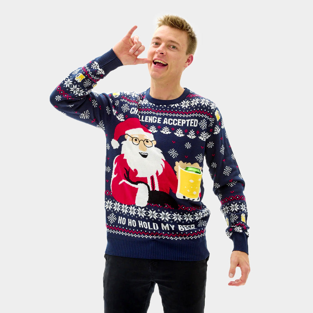 Maglione Natalizio uomo Coppia Beer Pocket 3D