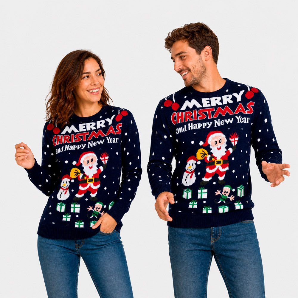 Maglione Natalizio da Uomo Coppia Merry Christmas and Happy New Year
