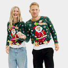 Maglione Natalizio da Uomo Donna Luci LED Babbo Natale in Confusione