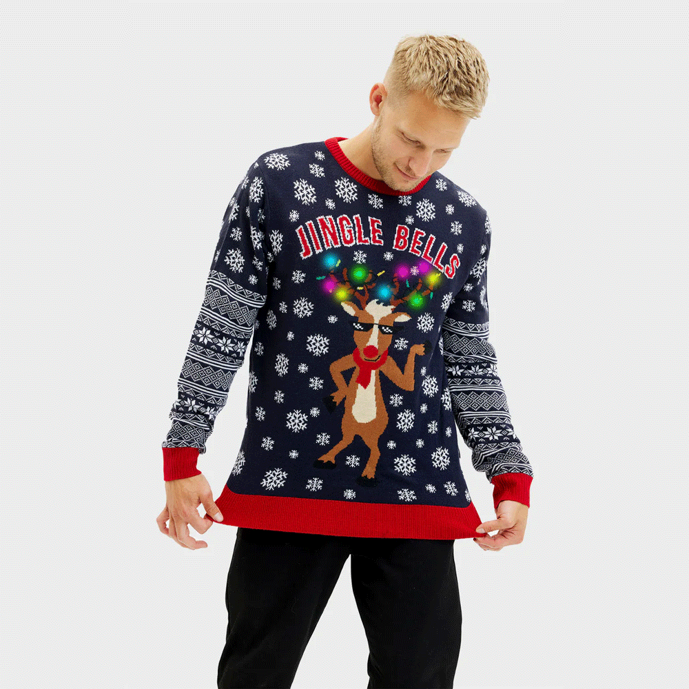 Maglione Natalizio Uomo Luci LED Jingle Bells