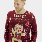 Maglione Natalizio Uomo Luci LED Rosso Ginger Cookie