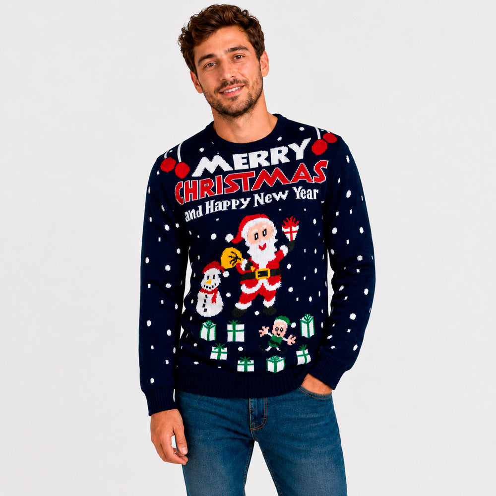 Maglione Natalizio da Uomo Merry Christmas and Happy New Year
