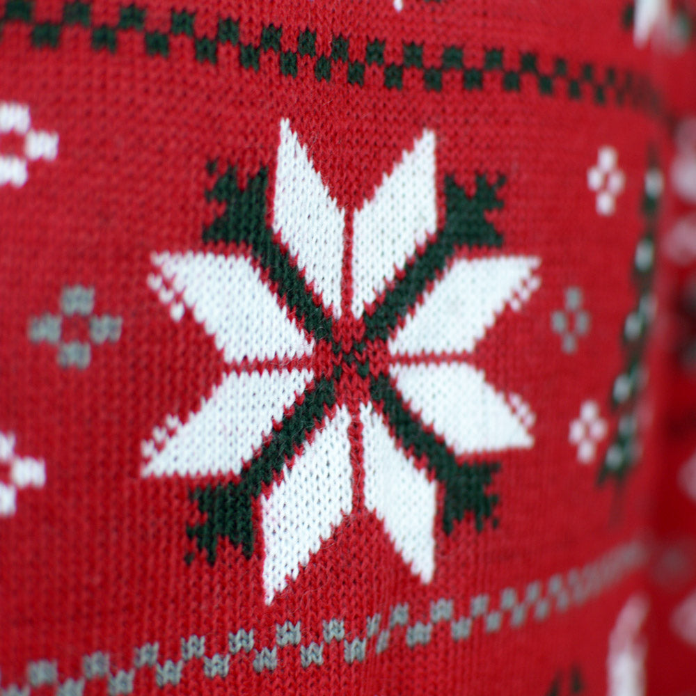 Rosso Renne, Alberi e Stelle Polari Maglione Natalizio da Uomo 