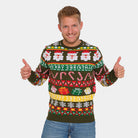 Maglione Natalizio Verde con Babbo Natale e Regali uomo

