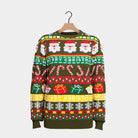 Maglione Natalizio Verde con Babbo Natale e Regali
