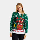 Maglione Natalizio Verde da Donna Holly Jolly con Paillettes