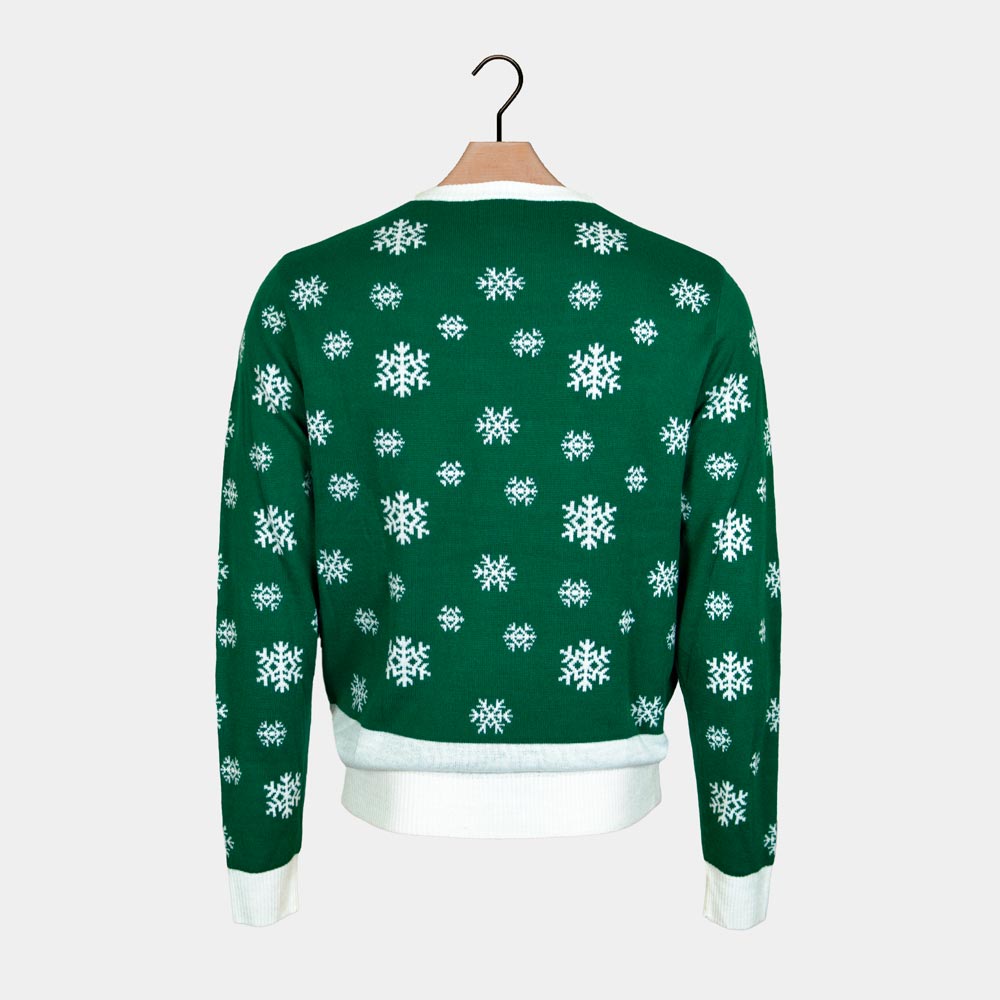 Maglione Natalizio Verde con Paillettes  Holly Jolly