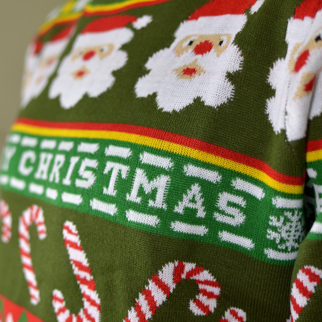 Maglione Natalizio Verde Babbo Natale e Regali
