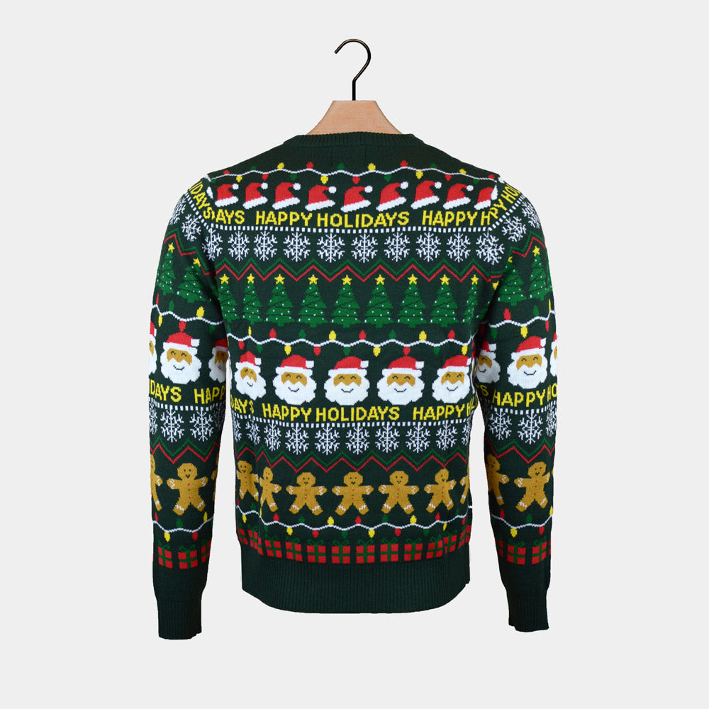 Maglione Natalizio Verde Uomo Happy Holidays