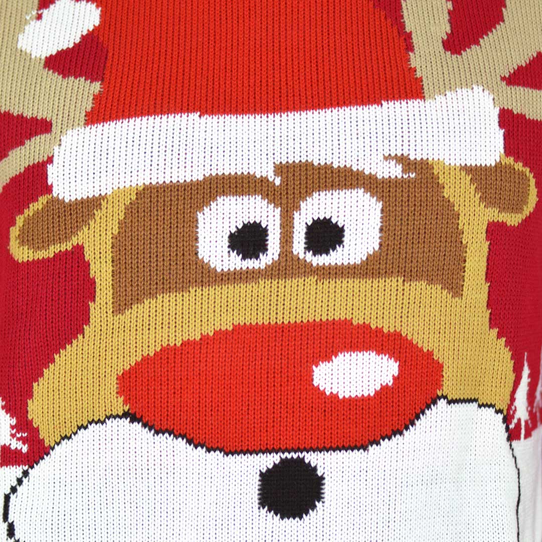 Maglione Natalizio con Renna Rudolph Rosso 
