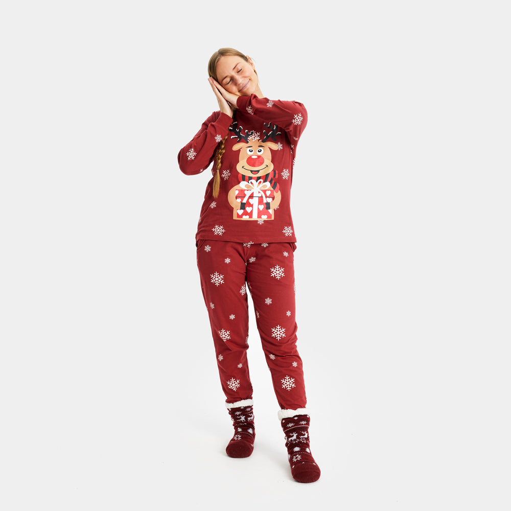 Pigiama Natalizio per Bambini Rosso Renna Rudolph Donna
