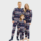 Pigiama Natalizio Famiglia Blu Pupazzi di Neve e Cuori