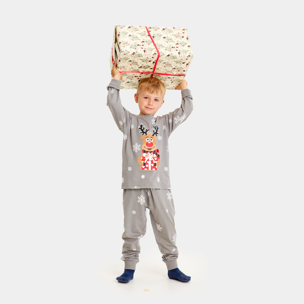 Pigiama Natalizio Grigio Bambini  Renna Rudolph