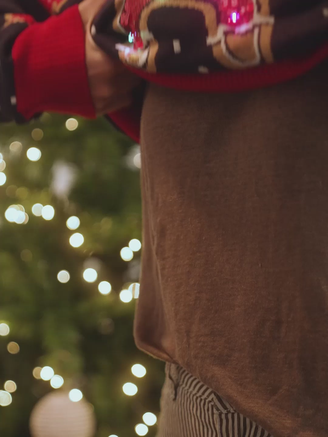 Maglione Natalizio con Luci LED  Blu Ginger Cookie