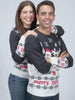 Maglione Natalizio Donna e Uomo Blu con Babbo Natale e Renna Rudolph