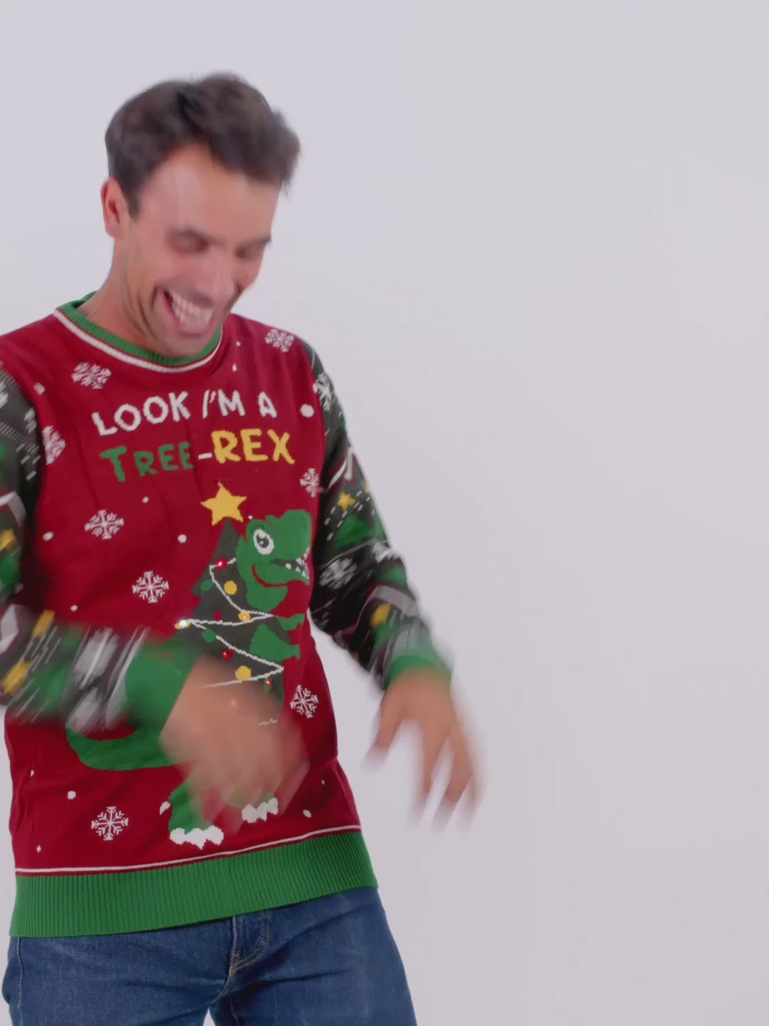 Maglione Natalizio da Donna Uomo con Luci LED Christmas Tree-Rex