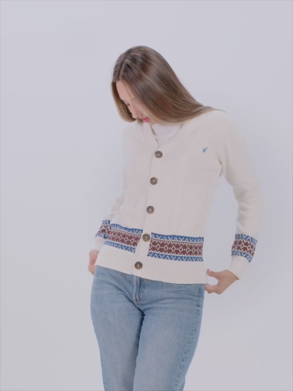 Maglione da Donna Uomo Cardigan in Cotone Biologico Renne
