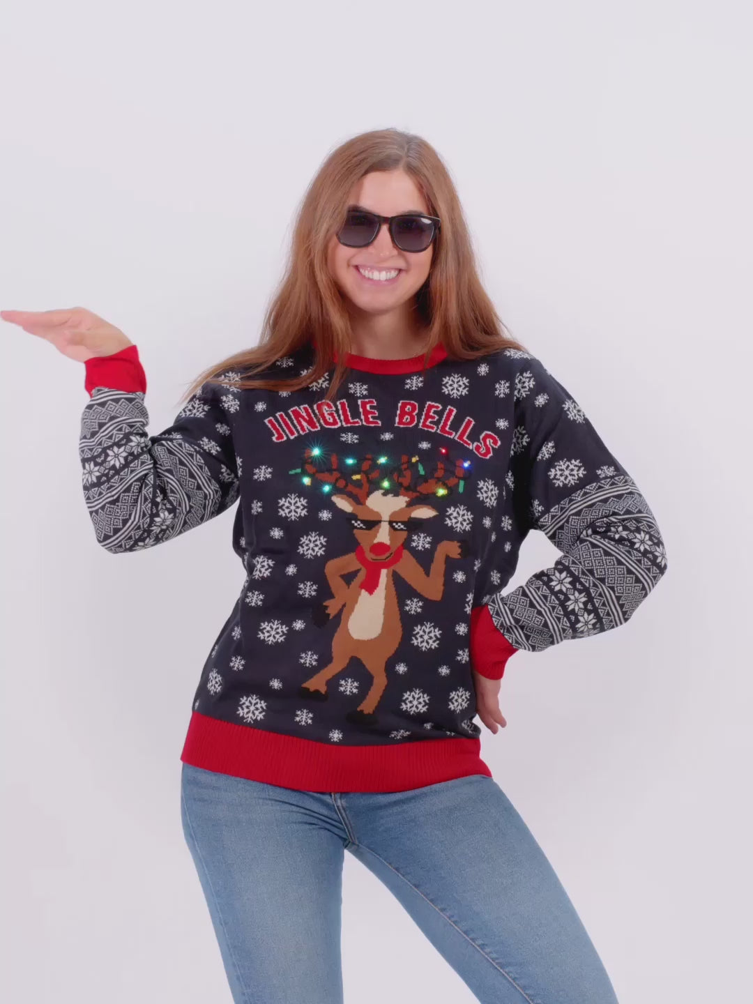 Maglione Natalizio da Donna Uomo con Luci LED Jingle Bells