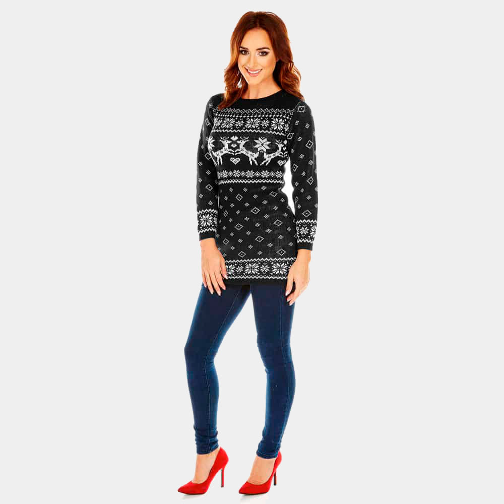 Vestito Natalizio da Donna Nero con Renne
